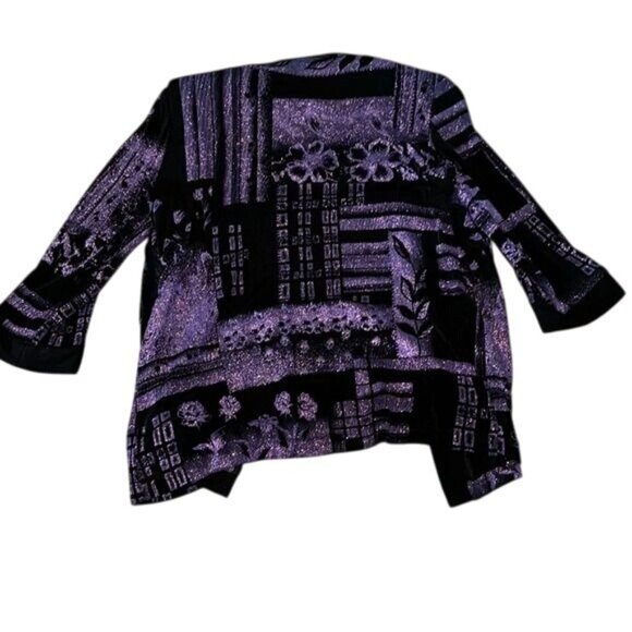 R&M Richards Petite 2-Piece Outfit Black Velvet Tank & Purple Glitter Jacket Siz - Picture 5 of 7